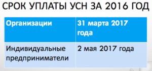 Сроки уплаты ИП «упрощенного» налога в 2016 году