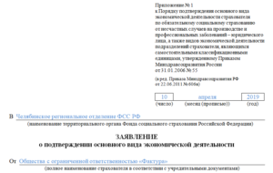 Расчет основного вида деятельности в ФСС