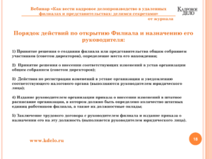 Открытие филиала и информирование проверяющих организаций
