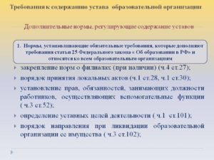 Требования к содержанию устава