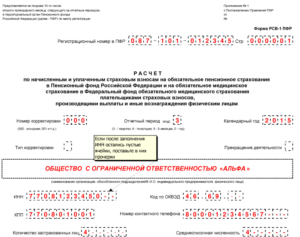 Порядок заполнения формы РСВ-1