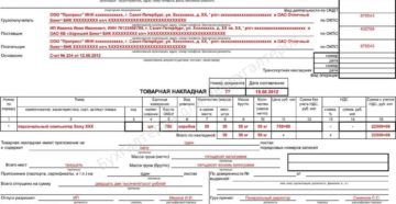 Заполнение ТОРГ-12