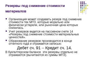 Как в бухучете отразить создание резерва под снижение стоимости ТМЦ?