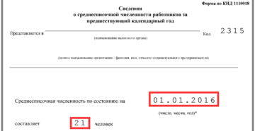 Сведения о среднесписочной численности в 2016 году