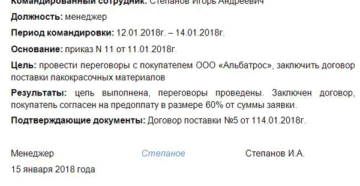 Отчет по командировочным расходам