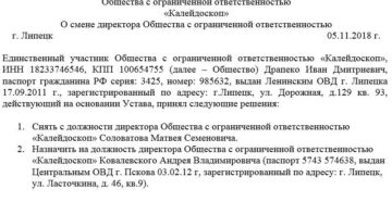 Смена единственного учредителя компании ООО