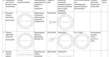 Учет печатей организации
