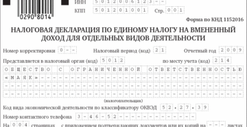 Декларация по ЕНВД, порядок заполнения и сдачи